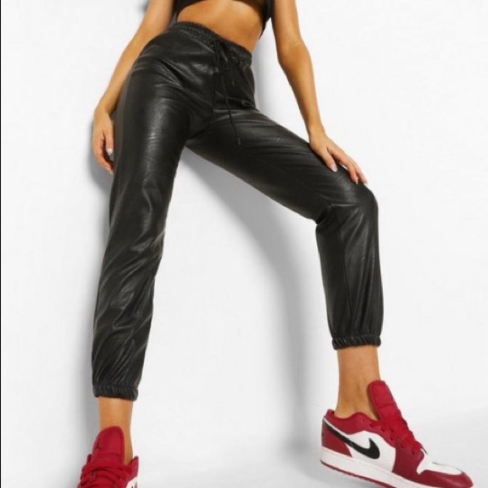 Faux Leather Slim Fit Joggers
